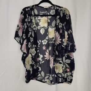 Olive Tree Women's Blue Boho Floral Kimono Size Large